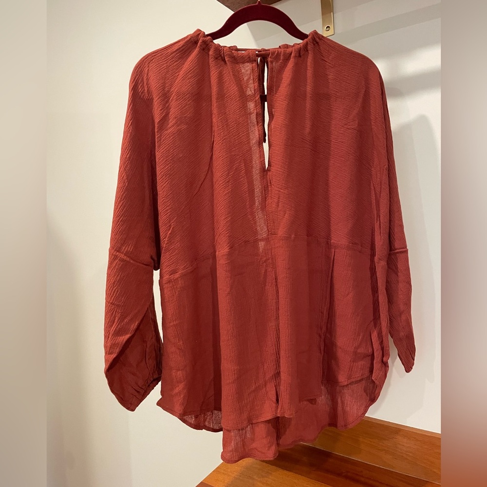 NWOT Hackwith Design House Tunic-Style Blouse, Rust, XS/S